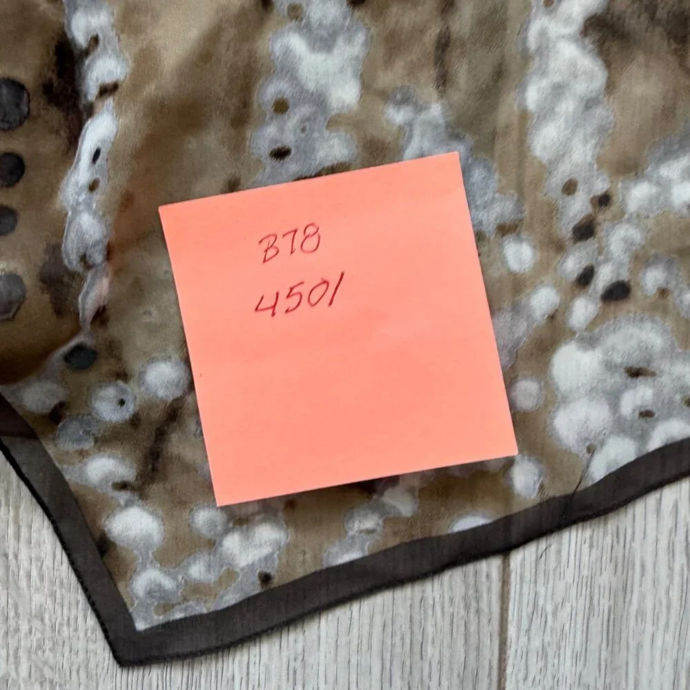 DKNY Donna Karan New York Women's Scarf Silk Brown Blue Floral Rectangle Italy
